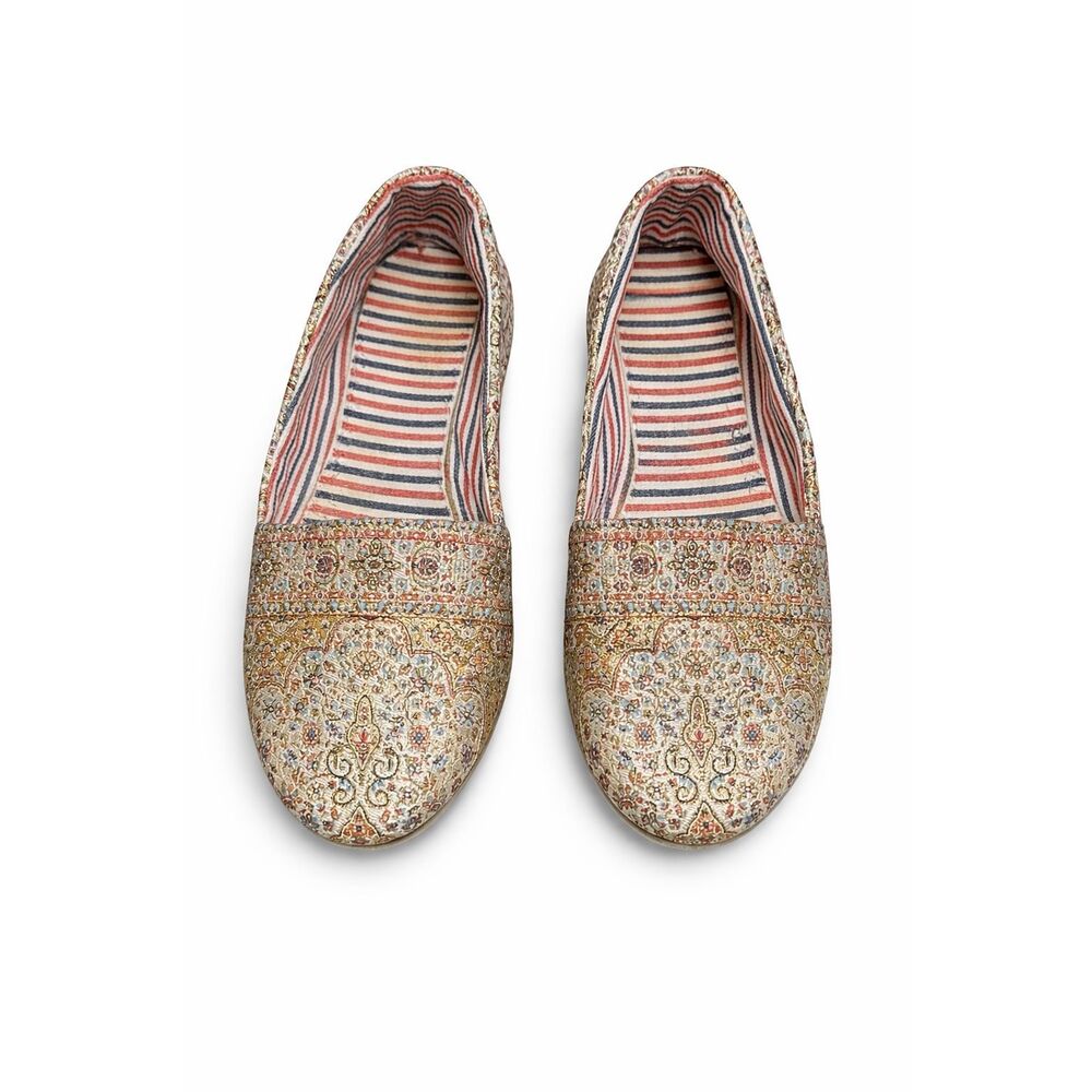 Turkish Tapestry Loafers Womens Size 37 Boho Kilim Slip On Flats Made In Turkey